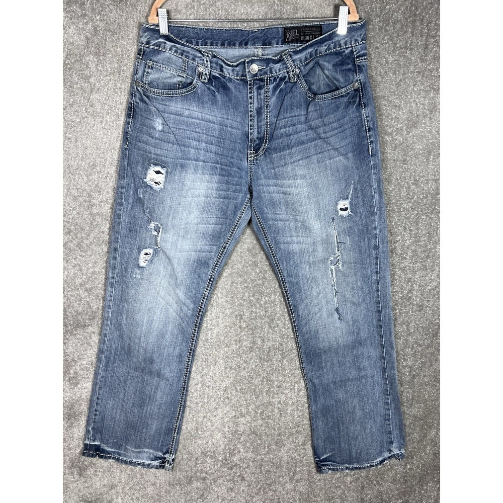 Men's Relaxed Fit Distressed Blue Jeans